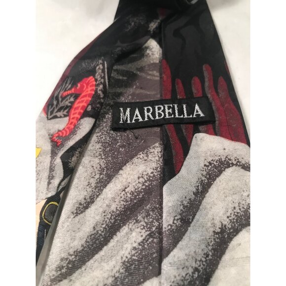 Vintage Marbella Men’s Black Silk Scuba Diver Neck Tie - Picture 2 of 6